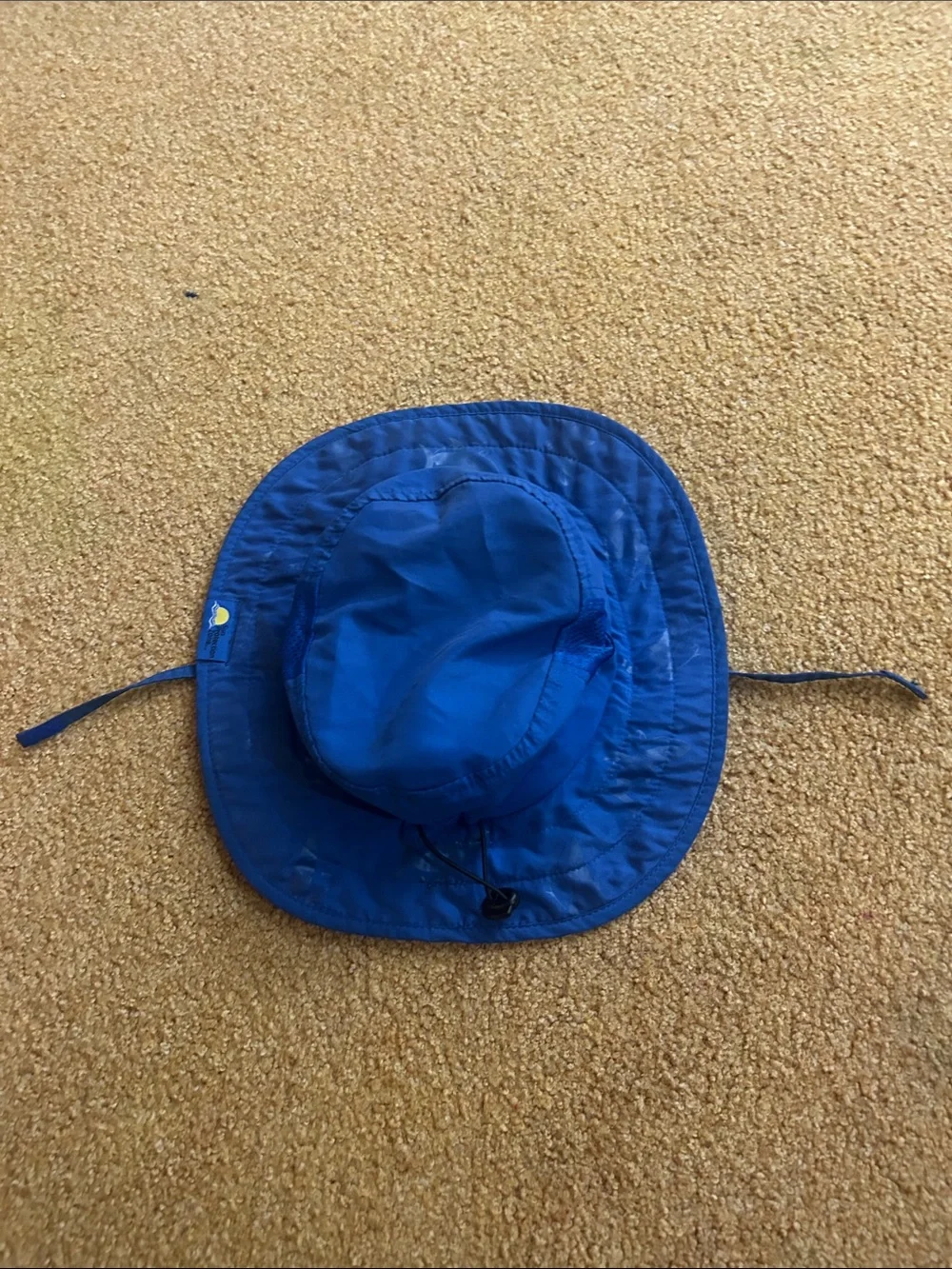 Children's Blue Wide-Brim Sun Hat with Adjustable Chin Cord